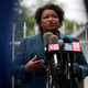 Democratic gubernatorial candidate Stacey Abrams speaks to the media during a press conference at the Israel Baptist Church as voters head to the polls during the Georgia primary on May 24, 2022, in Atlanta, Georgia.
